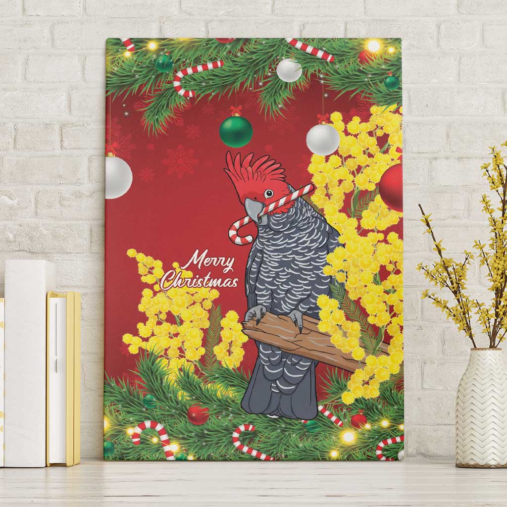Australia Gang-gang Cockatoo Christmas Canvas Wall Art Callocephalon Fimbriatum Golden Wattle Red - Aussie Hoodie