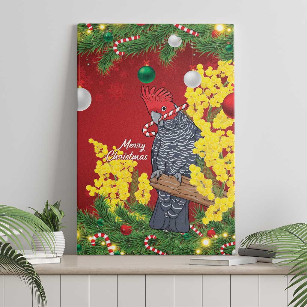 Australia Gang-gang Cockatoo Christmas Canvas Wall Art Callocephalon Fimbriatum Golden Wattle Red - Aussie Hoodie