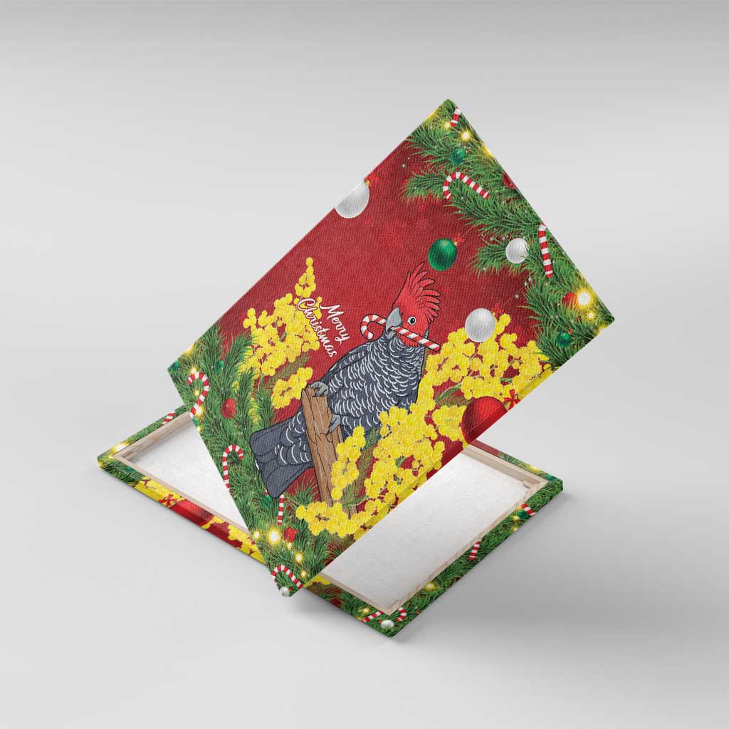 Australia Gang-gang Cockatoo Christmas Canvas Wall Art Callocephalon Fimbriatum Golden Wattle Red - Aussie Hoodie