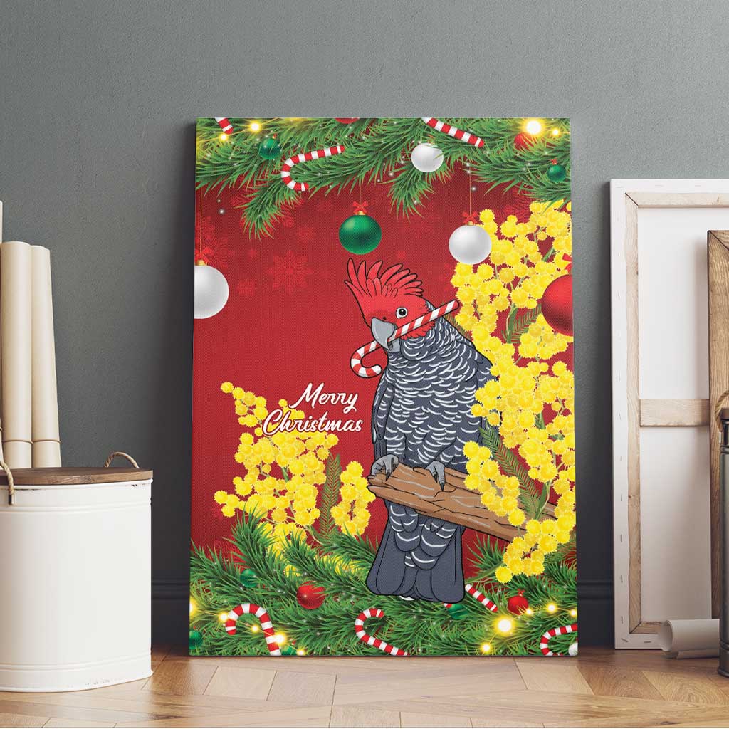 Australia Gang-gang Cockatoo Christmas Canvas Wall Art Callocephalon Fimbriatum Golden Wattle Red - Aussie Hoodie