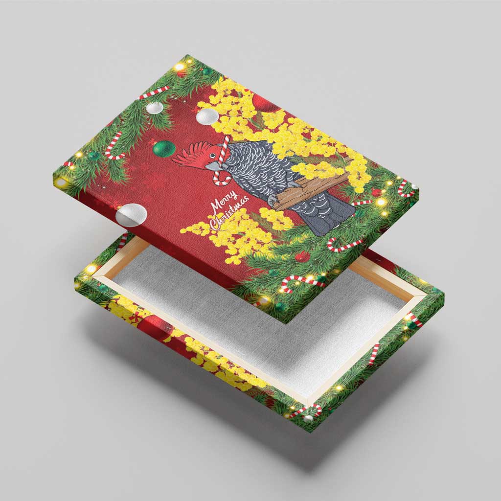 Australia Gang-gang Cockatoo Christmas Canvas Wall Art Callocephalon Fimbriatum Golden Wattle Red - Aussie Hoodie