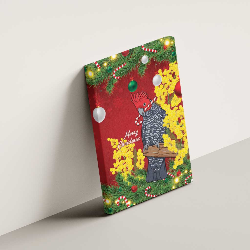 Australia Gang-gang Cockatoo Christmas Canvas Wall Art Callocephalon Fimbriatum Golden Wattle Red - Aussie Hoodie