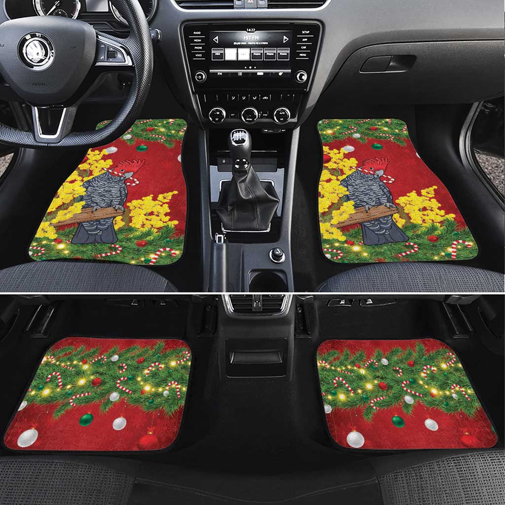 Australia Gang-gang Cockatoo Christmas Car Mats Callocephalon Fimbriatum Golden Wattle Red - Aussie Hoodie