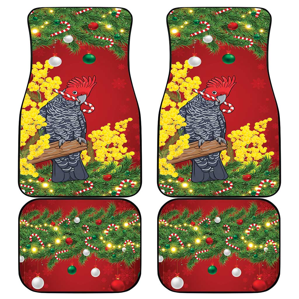 Australia Gang-gang Cockatoo Christmas Car Mats Callocephalon Fimbriatum Golden Wattle Red - Aussie Hoodie