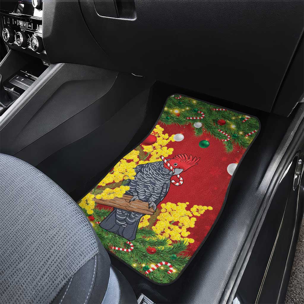 Australia Gang-gang Cockatoo Christmas Car Mats Callocephalon Fimbriatum Golden Wattle Red - Aussie Hoodie