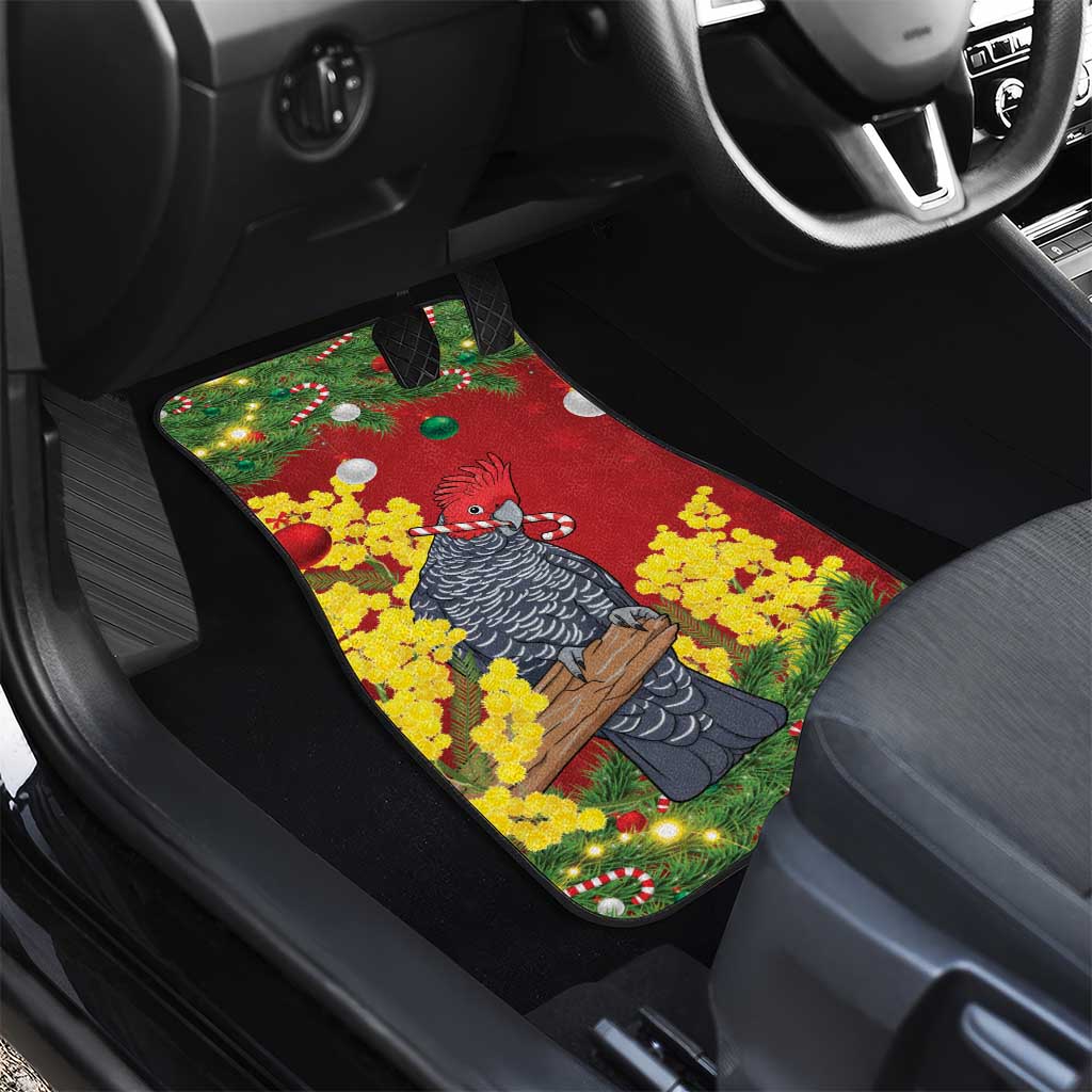 Australia Gang-gang Cockatoo Christmas Car Mats Callocephalon Fimbriatum Golden Wattle Red - Aussie Hoodie