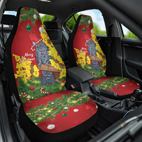 Australia Gang-gang Cockatoo Christmas Car Seat Cover Callocephalon Fimbriatum Golden Wattle Red - Aussie Hoodie