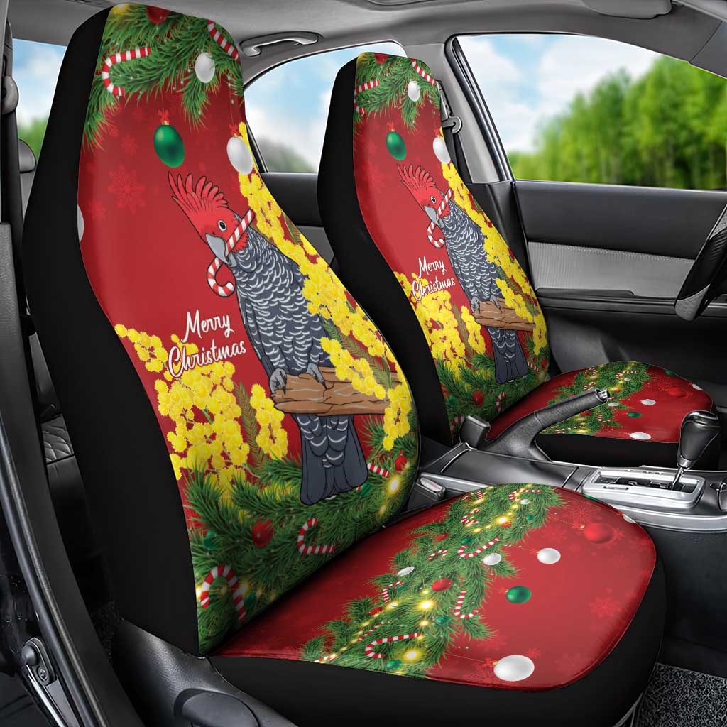 Australia Gang-gang Cockatoo Christmas Car Seat Cover Callocephalon Fimbriatum Golden Wattle Red - Aussie Hoodie