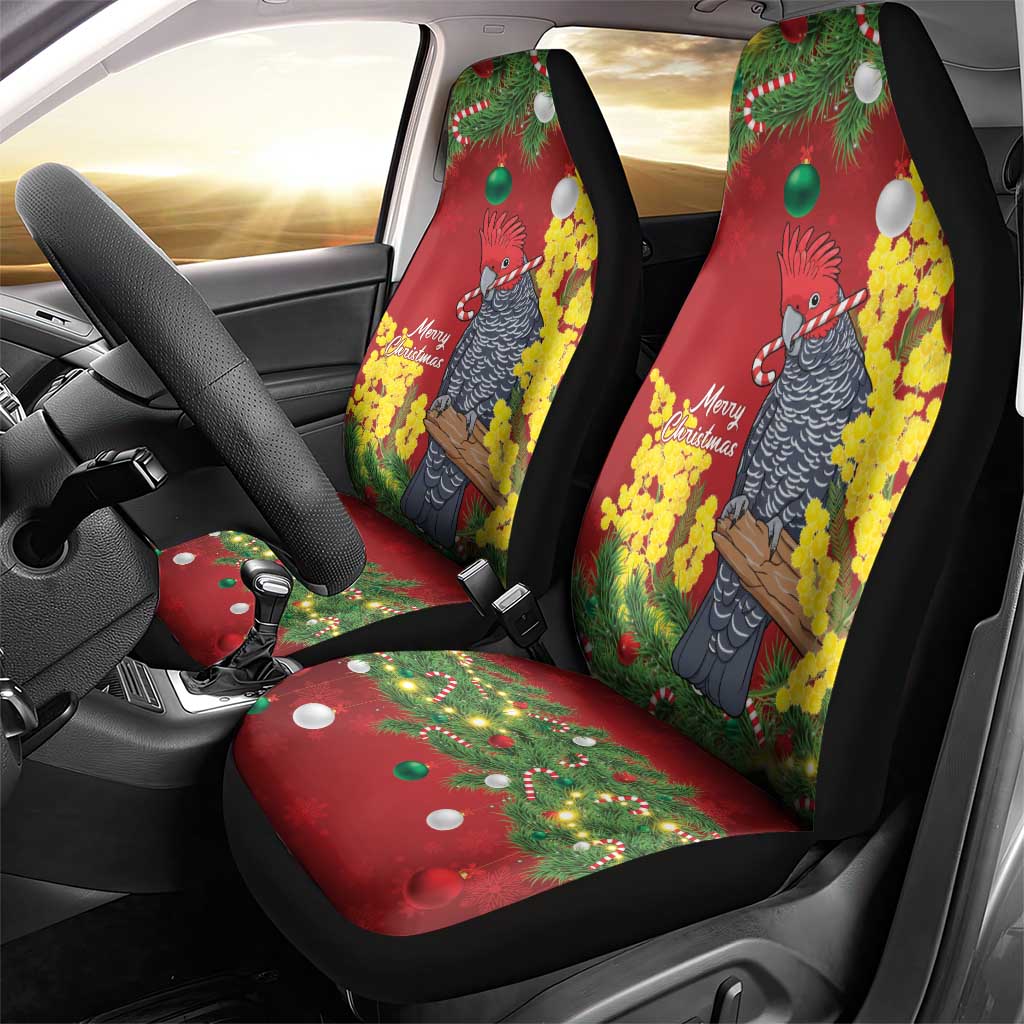 Australia Gang-gang Cockatoo Christmas Car Seat Cover Callocephalon Fimbriatum Golden Wattle Red - Aussie Hoodie