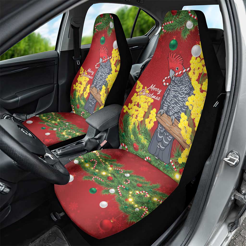 Australia Gang-gang Cockatoo Christmas Car Seat Cover Callocephalon Fimbriatum Golden Wattle Red - Aussie Hoodie