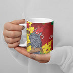 Australia Gang-gang Cockatoo Christmas Ceramic Mug Callocephalon Fimbriatum Golden Wattle Red - Aussie Hoodie