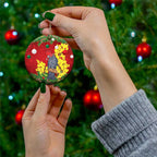 Australia Gang-gang Cockatoo Christmas Ceramic Ornament Callocephalon Fimbriatum Golden Wattle Red - Aussie Hoodie