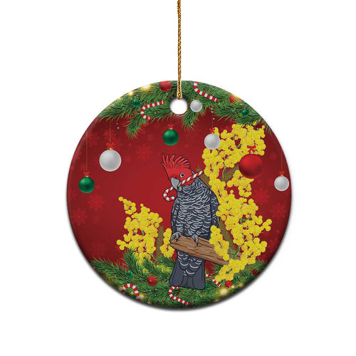 Australia Gang-gang Cockatoo Christmas Ceramic Ornament Callocephalon Fimbriatum Golden Wattle Red - Aussie Hoodie