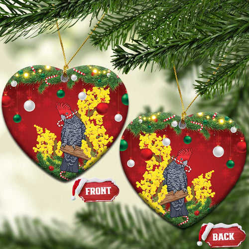 Australia Gang-gang Cockatoo Christmas Ceramic Ornament Callocephalon Fimbriatum Golden Wattle Red - Aussie Hoodie