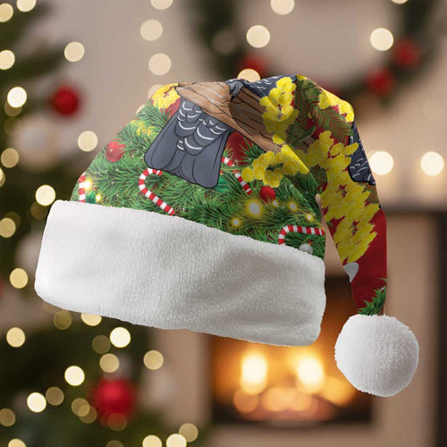 Australia Gang-gang Cockatoo Christmas Santa Hat Callocephalon Fimbriatum Golden Wattle Red - Aussie Hoodie