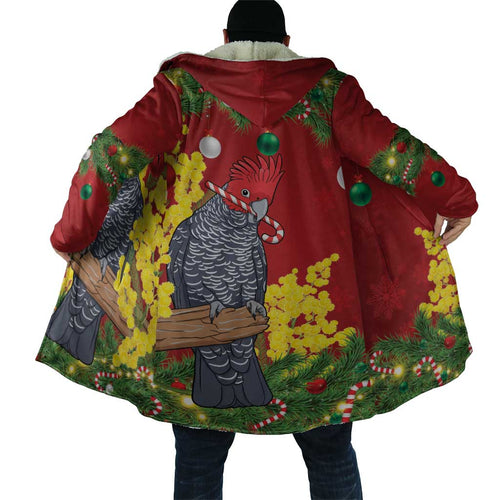 Australia Gang-gang Cockatoo Christmas Cloak Callocephalon Fimbriatum Golden Wattle Red - Aussie Hoodie