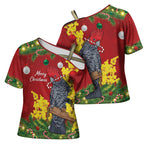 Australia Gang-gang Cockatoo Christmas Cross Shoulder Shirt Callocephalon Fimbriatum Golden Wattle Red - Aussie Hoodie