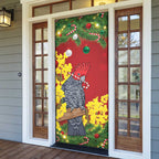 Australia Gang-gang Cockatoo Christmas Door Cover Callocephalon Fimbriatum Golden Wattle Red - Aussie Hoodie