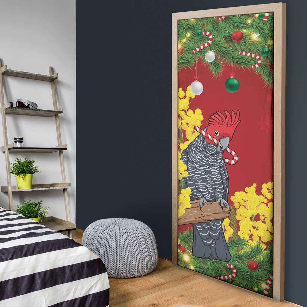 Australia Gang-gang Cockatoo Christmas Door Cover Callocephalon Fimbriatum Golden Wattle Red - Aussie Hoodie