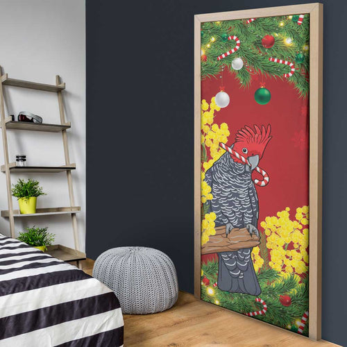 Australia Gang-gang Cockatoo Christmas Door Cover Callocephalon Fimbriatum Golden Wattle Red - Aussie Hoodie