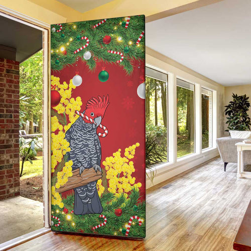 Australia Gang-gang Cockatoo Christmas Door Cover Callocephalon Fimbriatum Golden Wattle Red - Aussie Hoodie