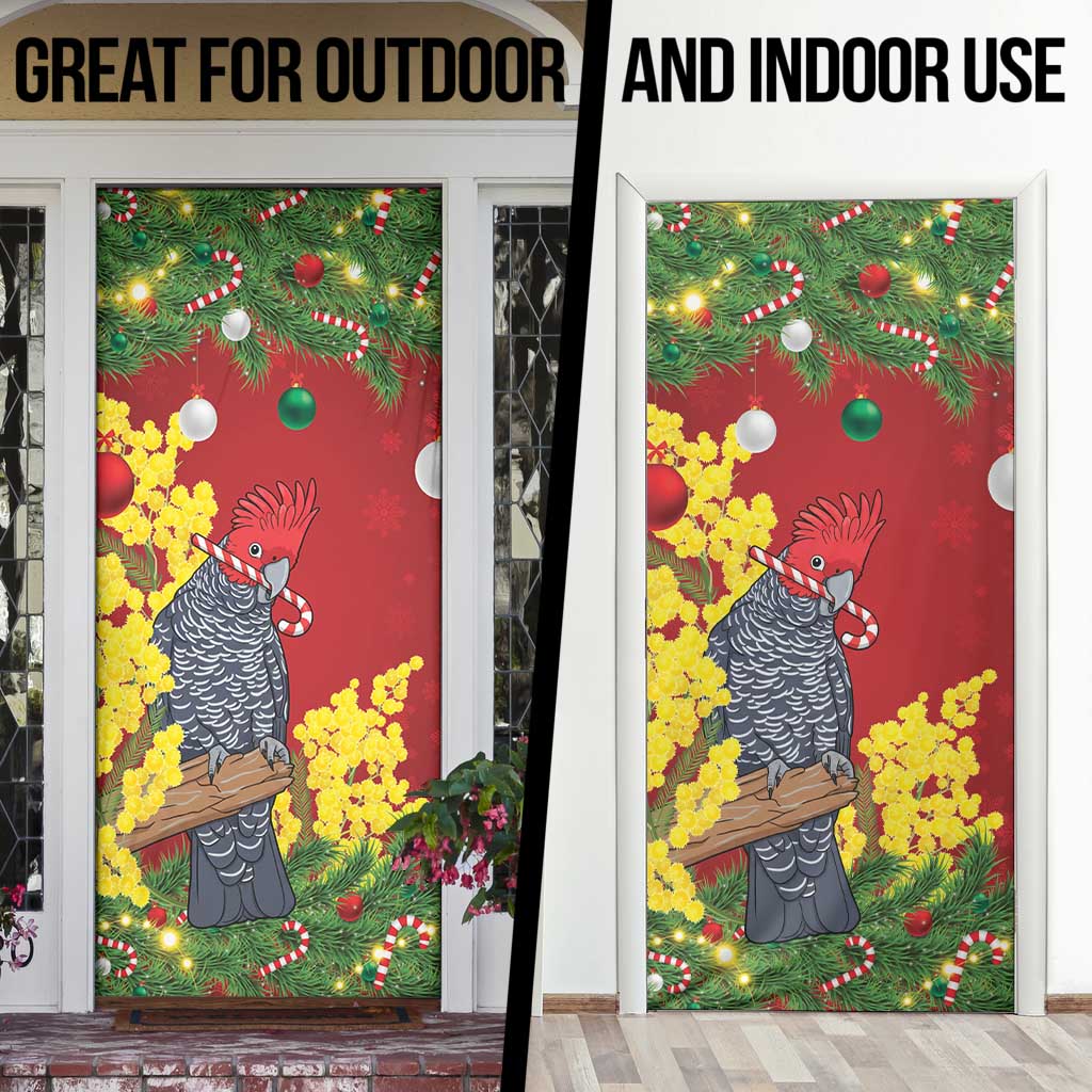 Australia Gang-gang Cockatoo Christmas Door Cover Callocephalon Fimbriatum Golden Wattle Red - Aussie Hoodie