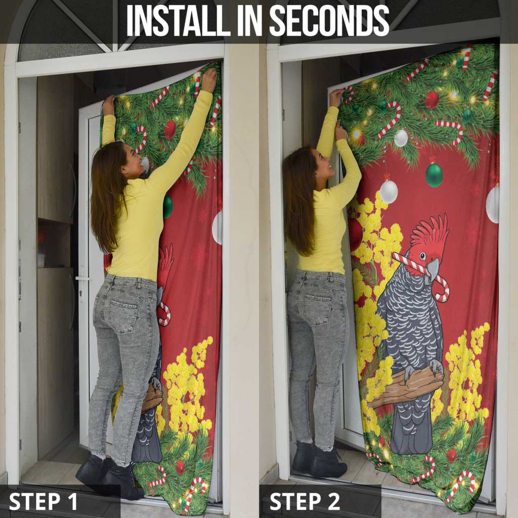 Australia Gang-gang Cockatoo Christmas Door Cover Callocephalon Fimbriatum Golden Wattle Red - Aussie Hoodie