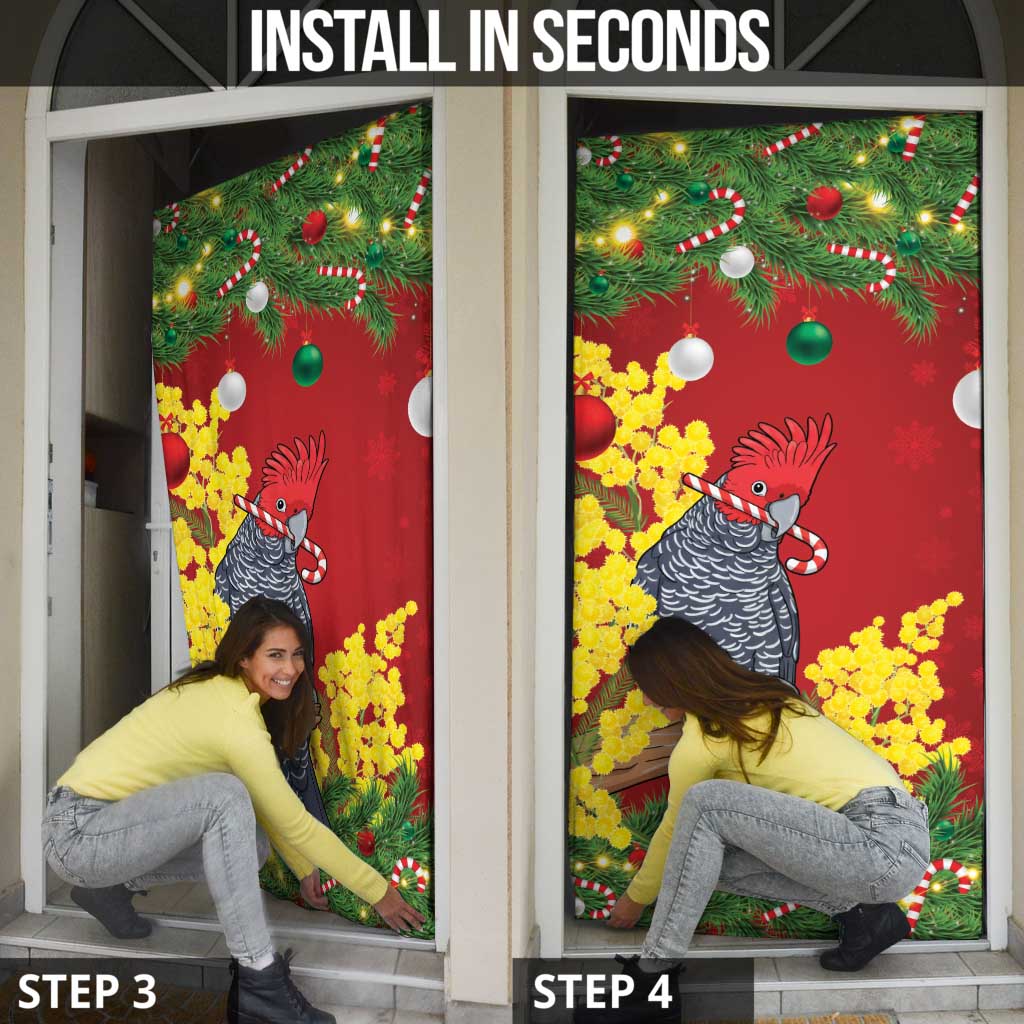 Australia Gang-gang Cockatoo Christmas Door Cover Callocephalon Fimbriatum Golden Wattle Red - Aussie Hoodie