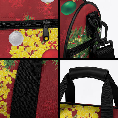 Australia Gang-gang Cockatoo Christmas Duffle Bag Callocephalon Fimbriatum Golden Wattle Red