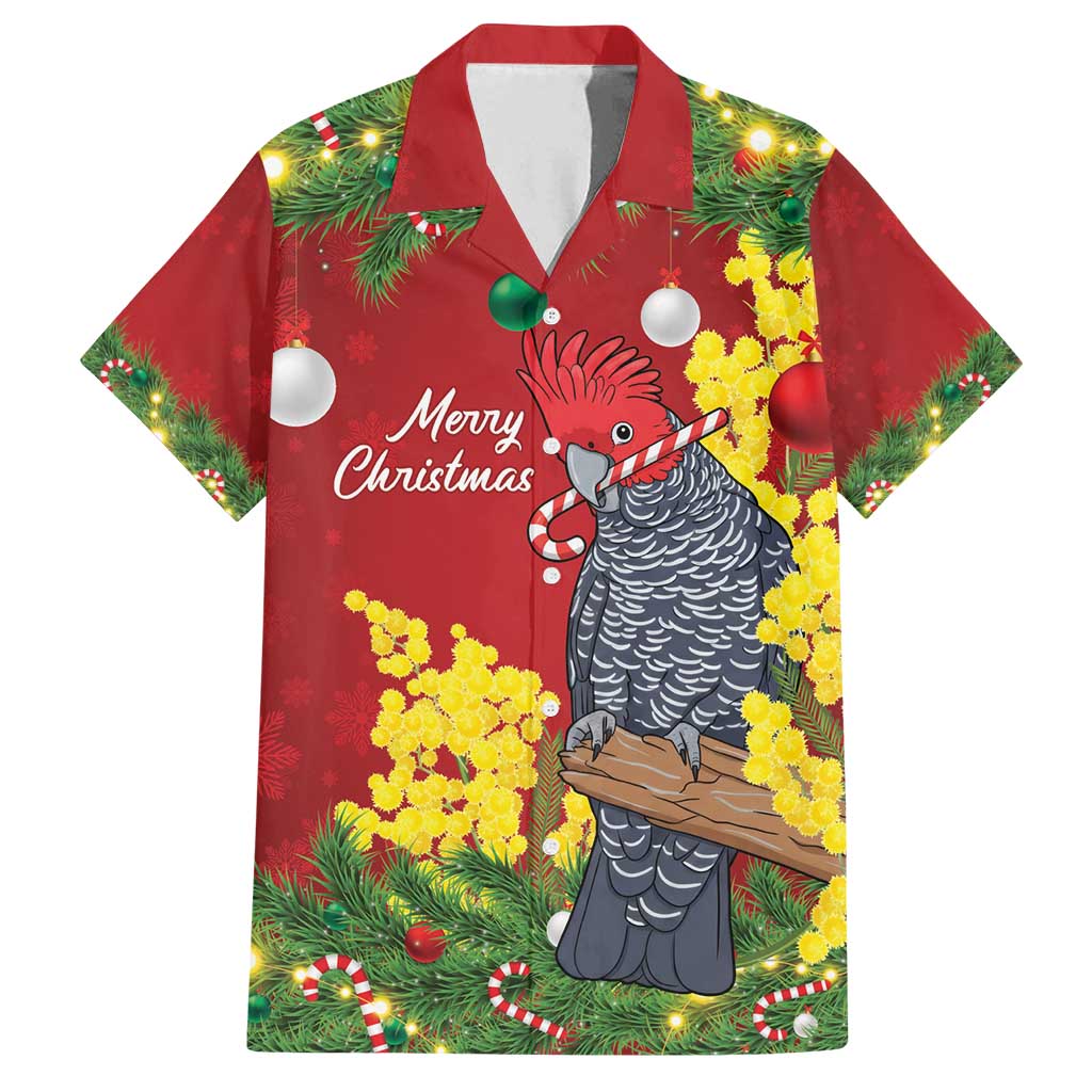 Australia Gang-gang Cockatoo Christmas Family Matching Long Sleeve Bodycon Dress and Hawaiian Shirt Callocephalon Fimbriatum Golden Wattle Red - Aussie Hoodie