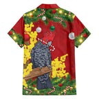 Australia Gang-gang Cockatoo Christmas Family Matching Long Sleeve Bodycon Dress and Hawaiian Shirt Callocephalon Fimbriatum Golden Wattle Red - Aussie Hoodie