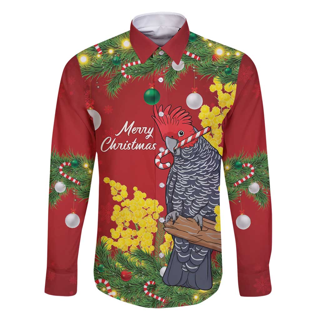 Australia Gang-gang Cockatoo Christmas Family Matching Long Sleeve Bodycon Dress and Hawaiian Shirt Callocephalon Fimbriatum Golden Wattle Red - Aussie Hoodie