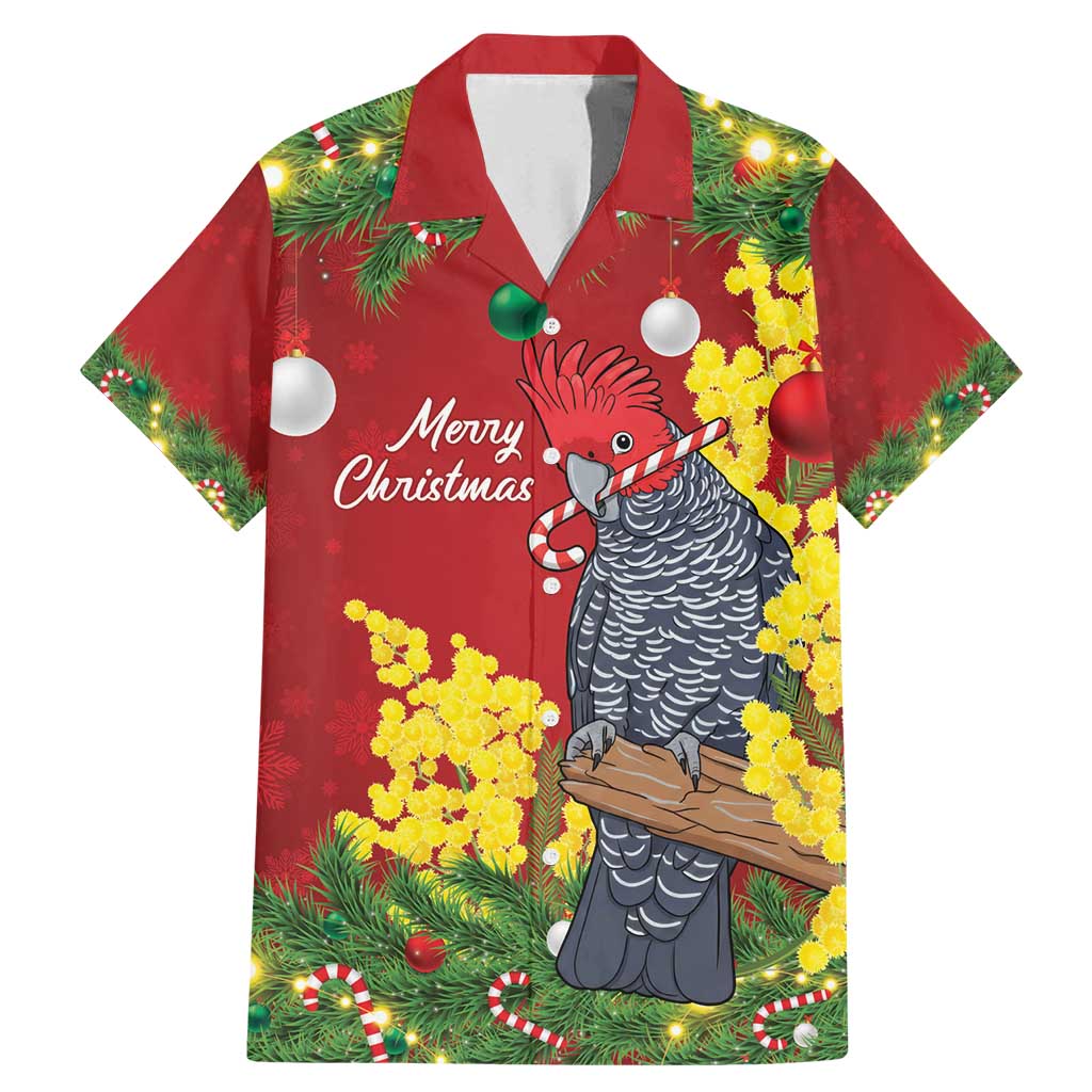 Australia Gang-gang Cockatoo Christmas Family Matching Mermaid Dress and Hawaiian Shirt Callocephalon Fimbriatum Golden Wattle Red - Aussie Hoodie