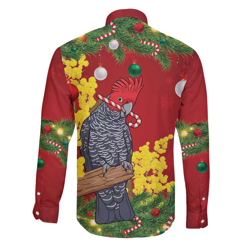 Australia Gang-gang Cockatoo Christmas Family Matching Off Shoulder Maxi Dress and Hawaiian Shirt Callocephalon Fimbriatum Golden Wattle Red - Aussie Hoodie