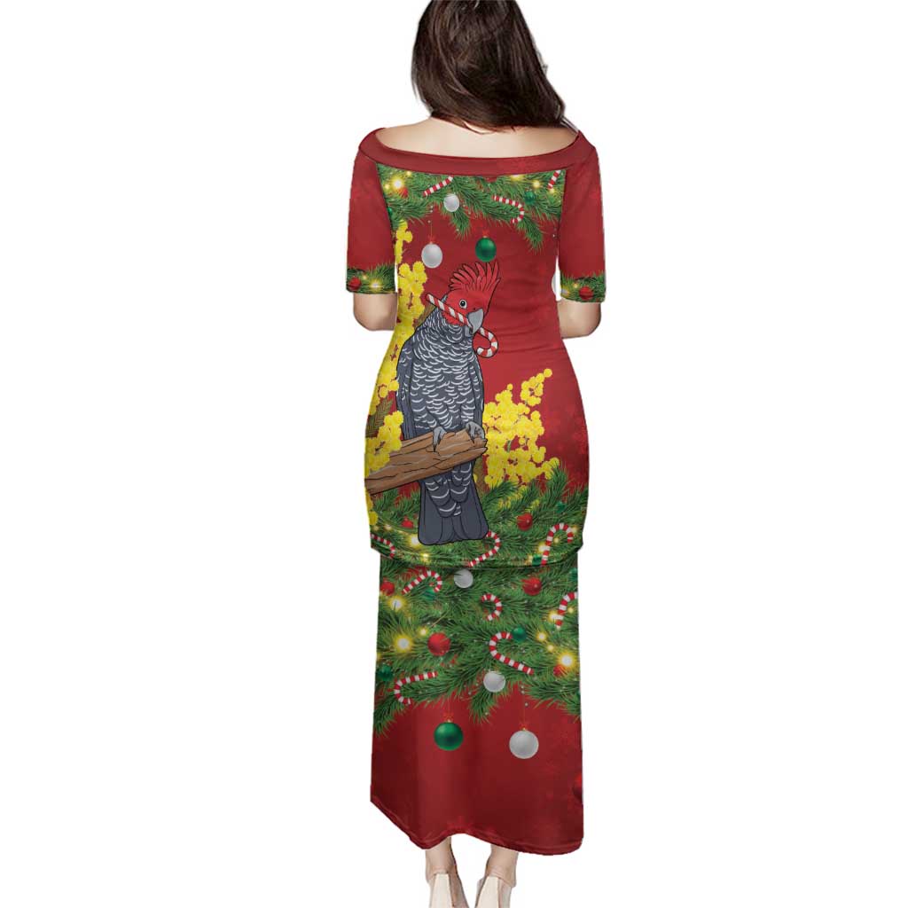 Australia Gang-gang Cockatoo Christmas Family Matching Puletasi and Hawaiian Shirt Callocephalon Fimbriatum Golden Wattle Red - Aussie Hoodie