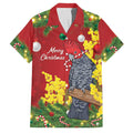 Australia Gang-gang Cockatoo Christmas Family Matching Short Sleeve Bodycon Dress and Hawaiian Shirt Callocephalon Fimbriatum Golden Wattle Red - Aussie Hoodie