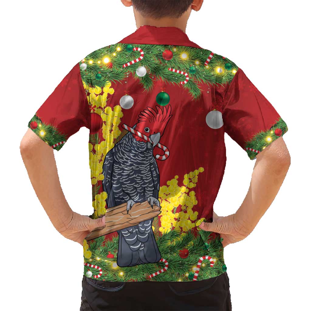 Australia Gang-gang Cockatoo Christmas Family Matching Summer Maxi Dress and Hawaiian Shirt Callocephalon Fimbriatum Golden Wattle Red - Aussie Hoodie