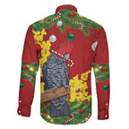 Australia Gang-gang Cockatoo Christmas Family Matching Summer Maxi Dress and Hawaiian Shirt Callocephalon Fimbriatum Golden Wattle Red - Aussie Hoodie