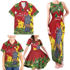 Australia Gang-gang Cockatoo Christmas Family Matching Tank Maxi Dress and Hawaiian Shirt Callocephalon Fimbriatum Golden Wattle Red - Aussie Hoodie