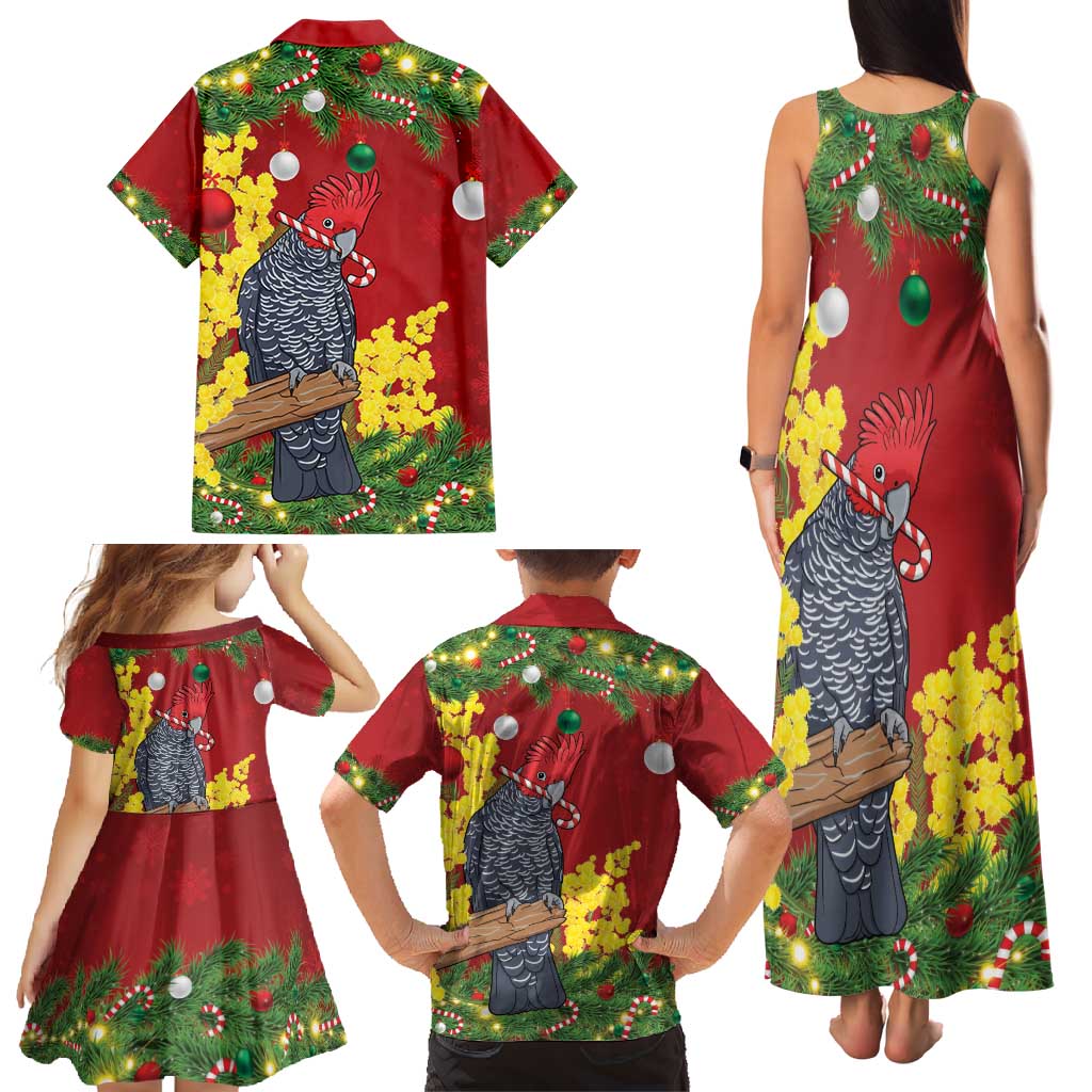 Australia Gang-gang Cockatoo Christmas Family Matching Tank Maxi Dress and Hawaiian Shirt Callocephalon Fimbriatum Golden Wattle Red - Aussie Hoodie