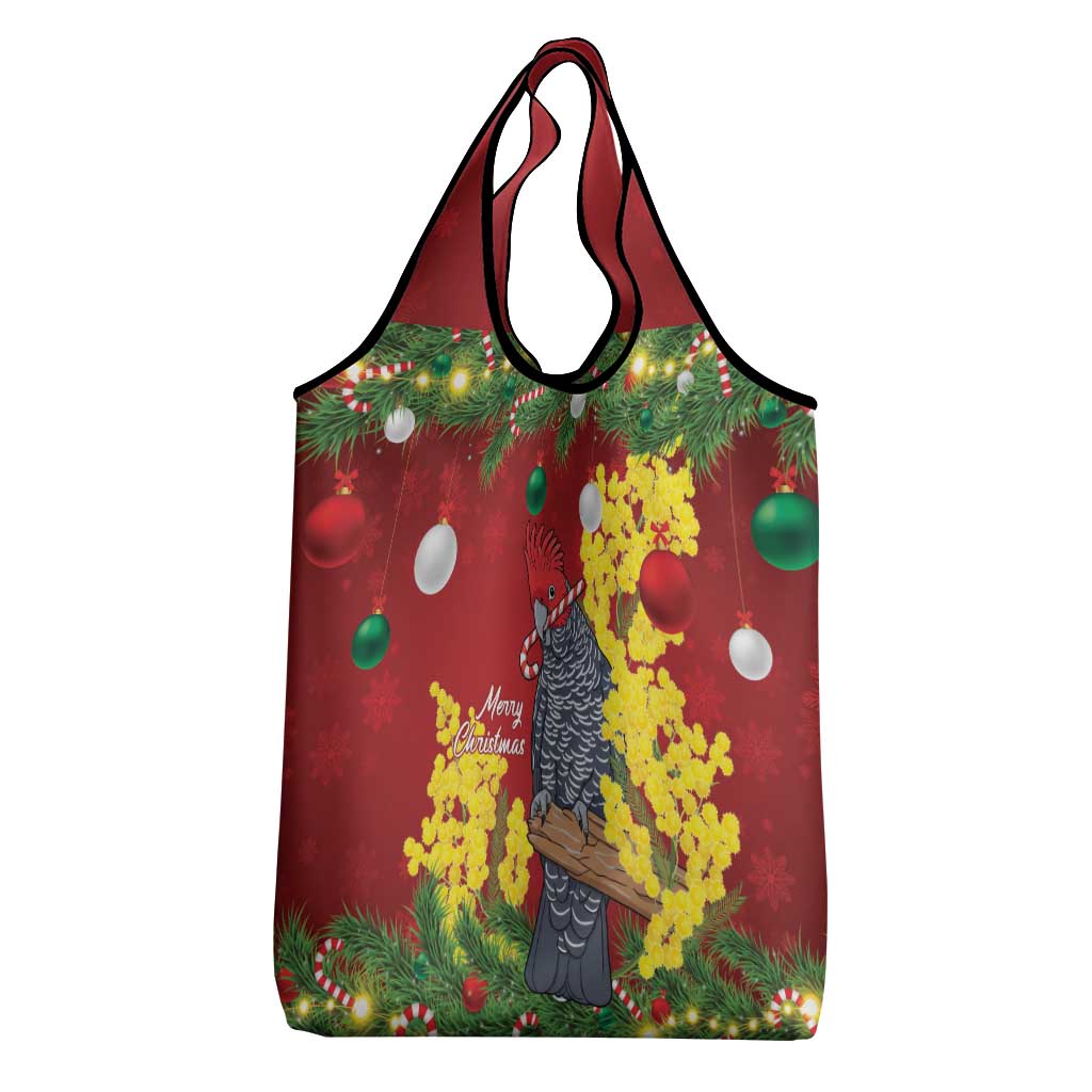 Australia Gang-gang Cockatoo Christmas Grocery Bag Callocephalon Fimbriatum Golden Wattle Red - Aussie Hoodie