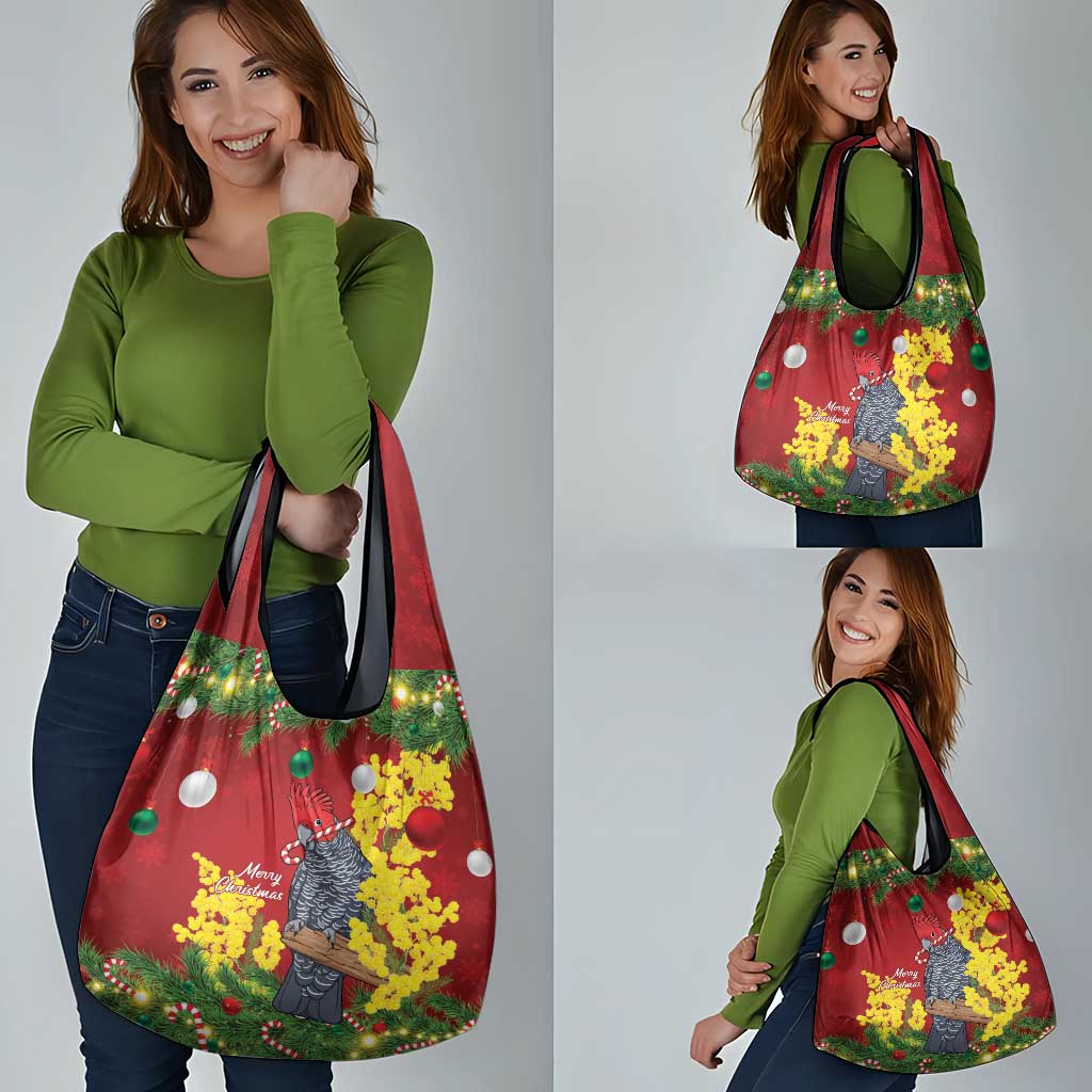 Australia Gang-gang Cockatoo Christmas Grocery Bag Callocephalon Fimbriatum Golden Wattle Red - Aussie Hoodie