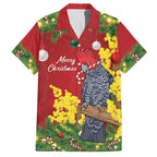 Australia Gang-gang Cockatoo Christmas Hawaiian Shirt Callocephalon Fimbriatum Golden Wattle Red - Aussie Hoodie