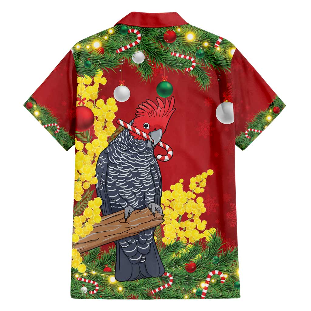 Australia Gang-gang Cockatoo Christmas Hawaiian Shirt Callocephalon Fimbriatum Golden Wattle Red - Aussie Hoodie