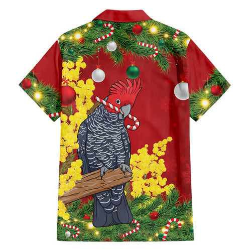 Australia Gang-gang Cockatoo Christmas Hawaiian Shirt Callocephalon Fimbriatum Golden Wattle Red - Aussie Hoodie