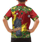 Australia Gang-gang Cockatoo Christmas Hawaiian Shirt Callocephalon Fimbriatum Golden Wattle Red - Aussie Hoodie
