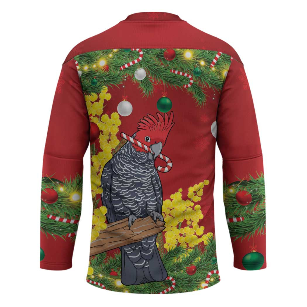 Australia Gang-gang Cockatoo Christmas Hockey Jersey Callocephalon Fimbriatum Golden Wattle Red - Aussie Hoodie