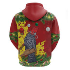 Australia Gang-gang Cockatoo Christmas Hoodie Callocephalon Fimbriatum Golden Wattle Red - Aussie Hoodie