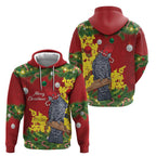 Australia Gang-gang Cockatoo Christmas Hoodie Callocephalon Fimbriatum Golden Wattle Red - Aussie Hoodie