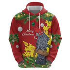 Australia Gang-gang Cockatoo Christmas Hoodie Callocephalon Fimbriatum Golden Wattle Red - Aussie Hoodie